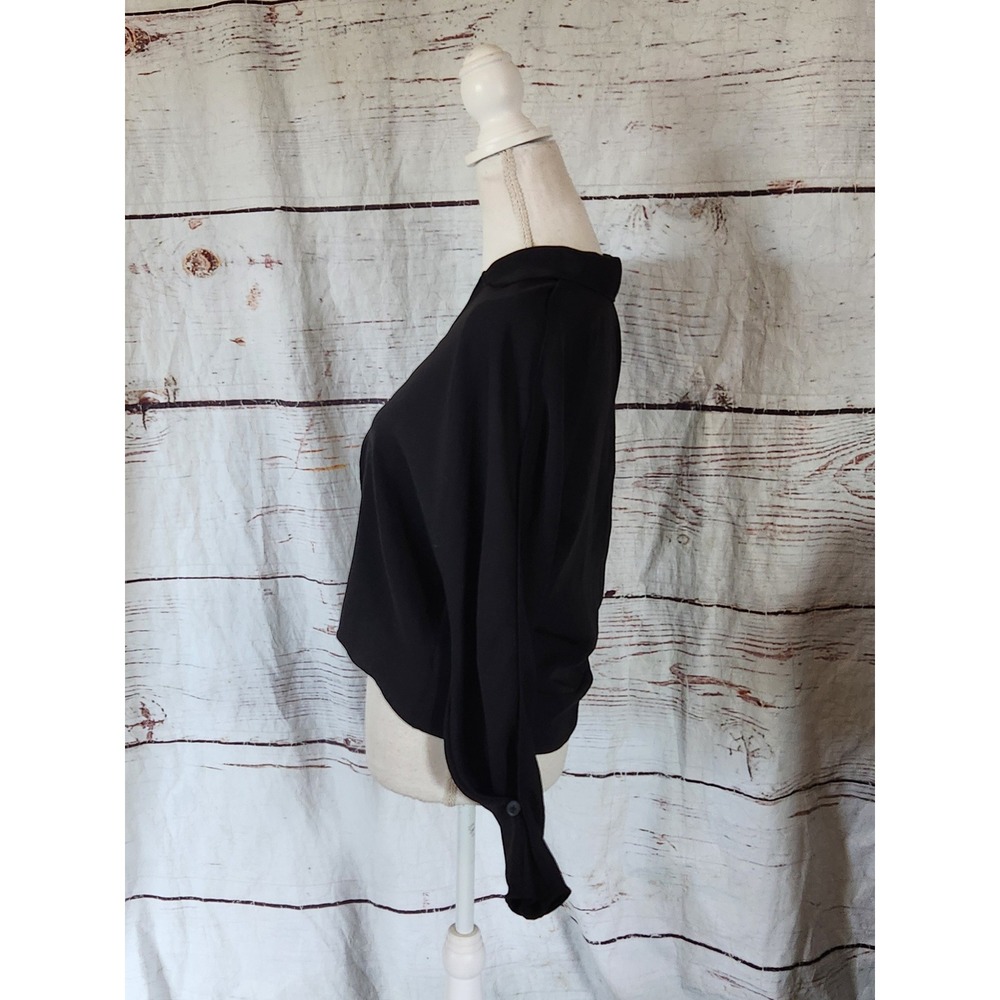 Babaton Aritzia Black Draped 
Long Sleeve Blouse Size Small - Picture 3 of 6